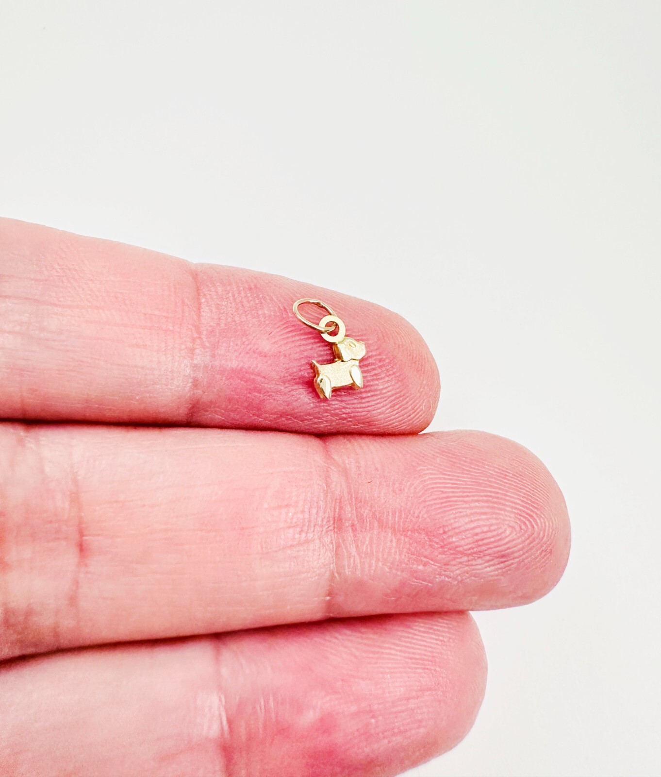 14K Solid Yellow Gold Teeny Tiny – Very Small Dog Puppy Charm Pendant 10x6mm