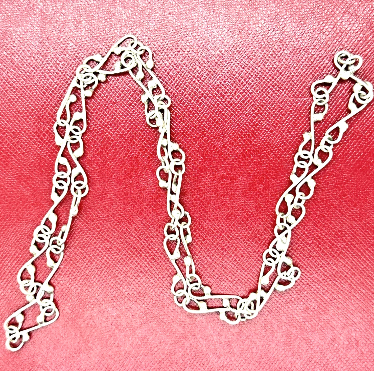 VINTAGE 925 STERLING SILVER HAND WROUGH LINKS CHAIN 22.5 IN. NECKLACE