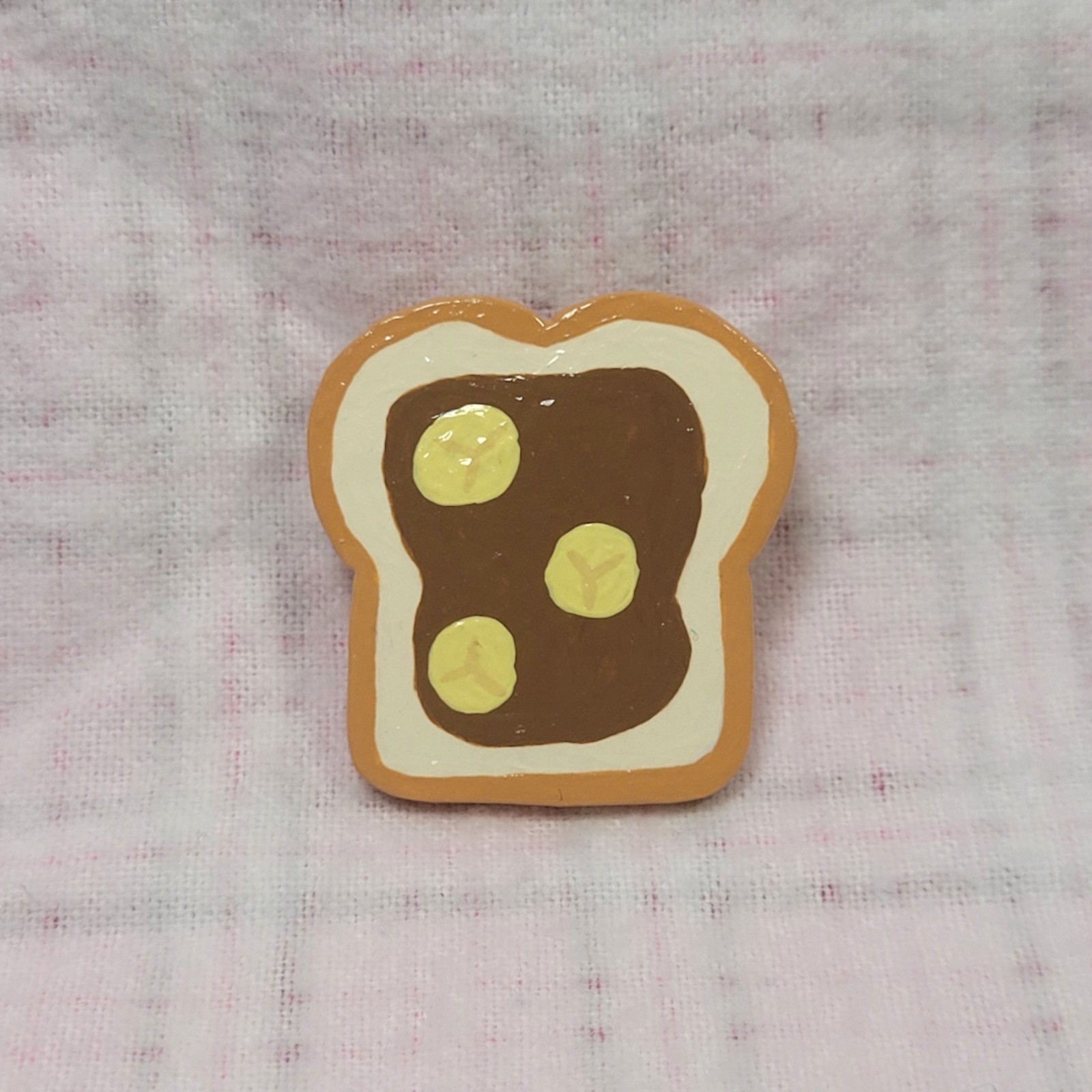 Handmade Art Polymer Clay Bread Toast Pin Food Cute Handcrafted