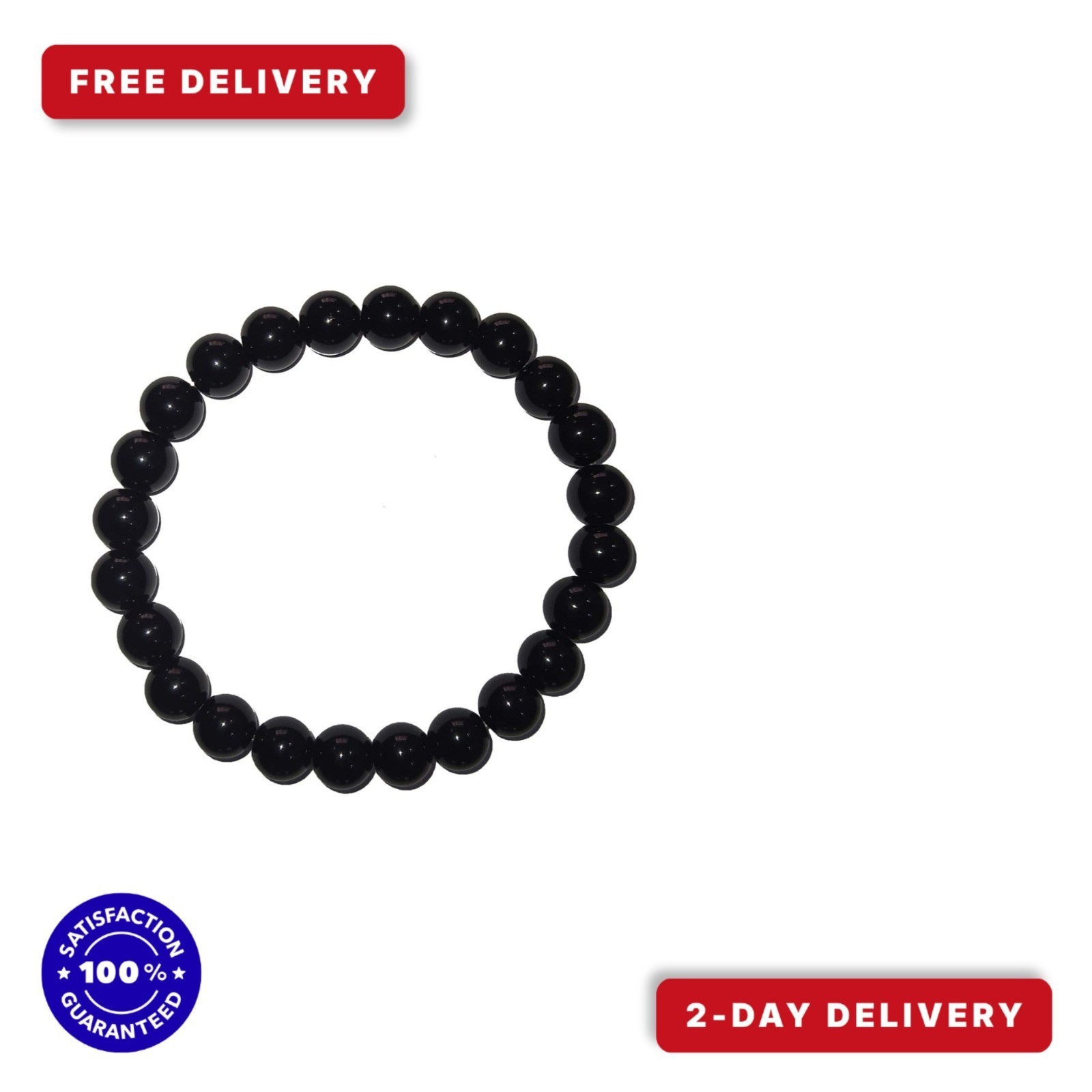 Natural Black Obsidian Stretch Bracelet for Men and Women – 8mm Beaded