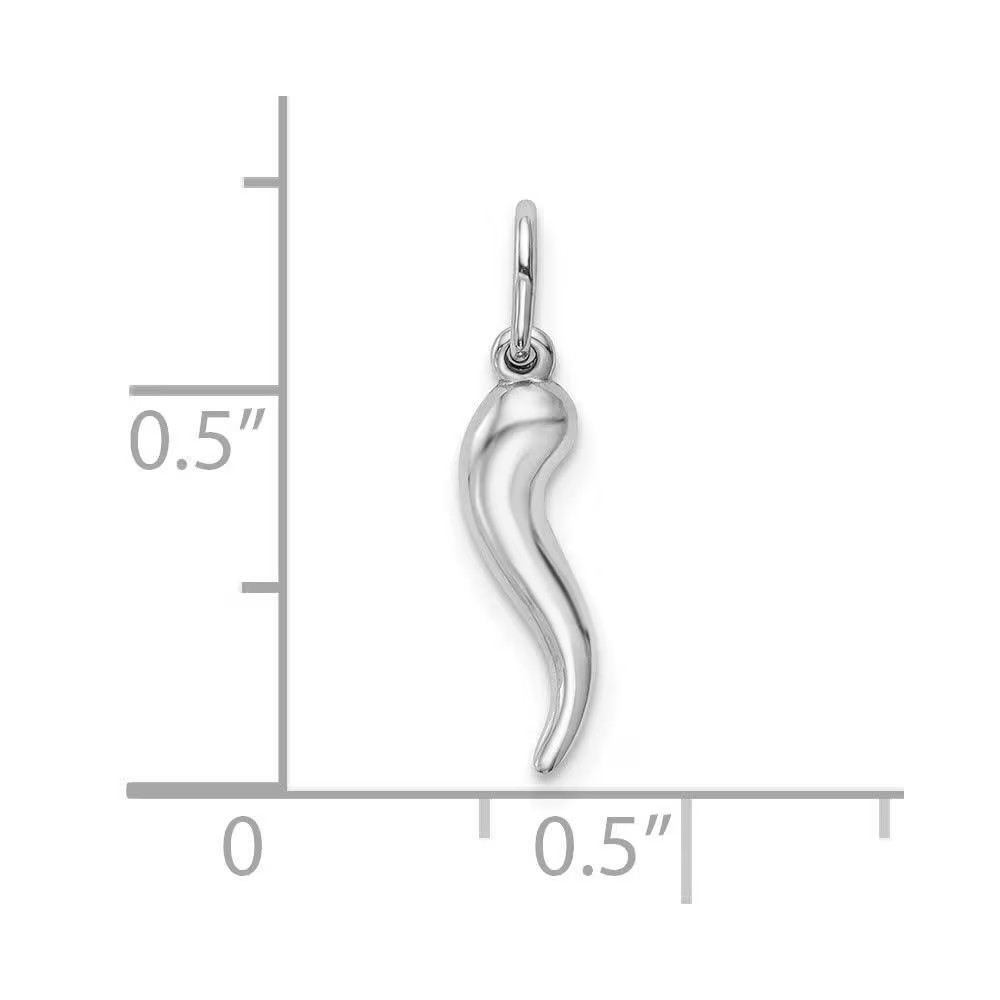 14k Real Solid Gold Italian Horn Good Luck Charm Pendant, 15mm Length
