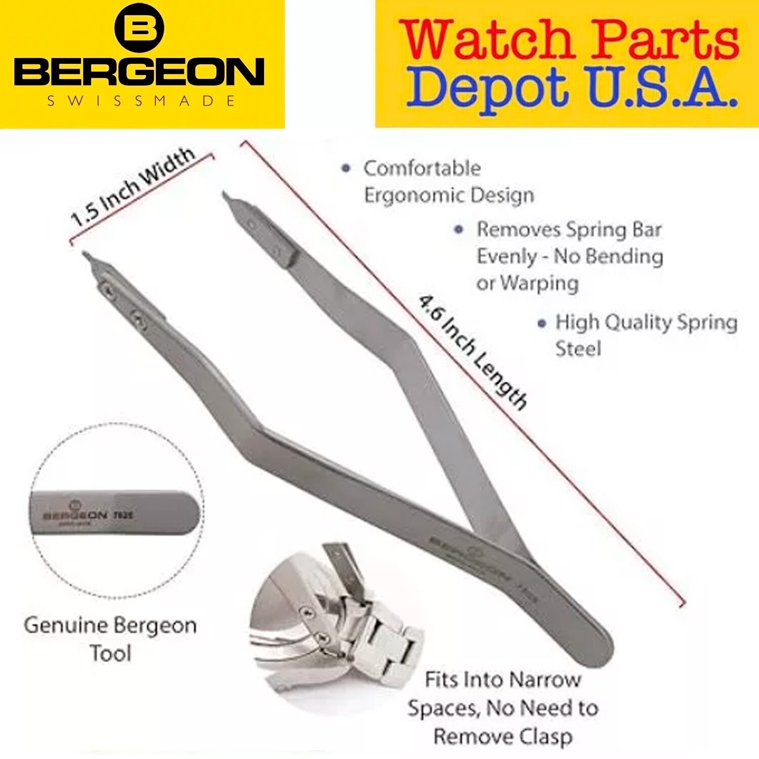 Bergeon 7825 Spring Bar Tweezer Lug Removal Fitting Tool Swiss Watch Tool – NEW!