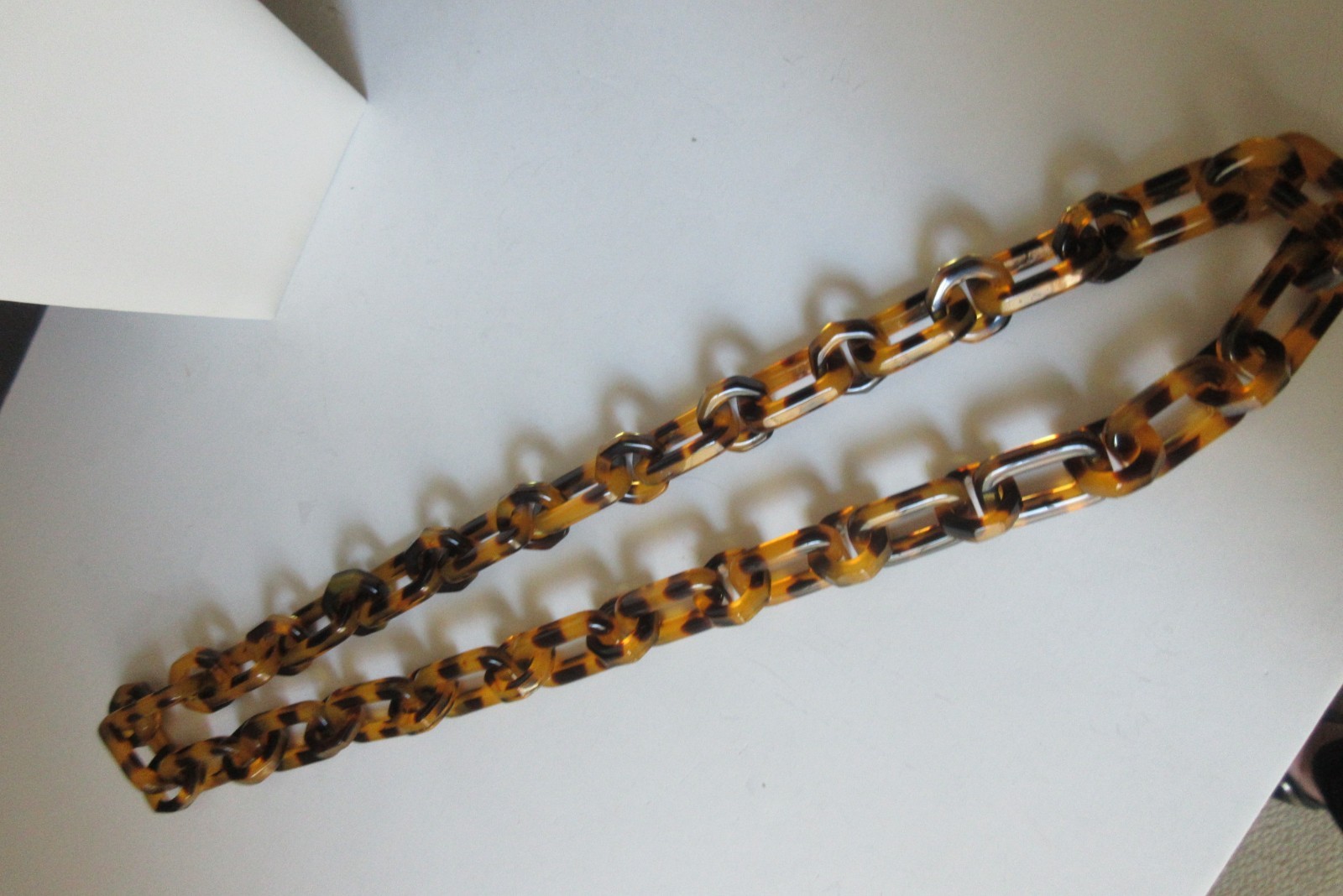 Large Amber Tortoise Shell Acrylic / Resin Linked Necklace – STATEMENT