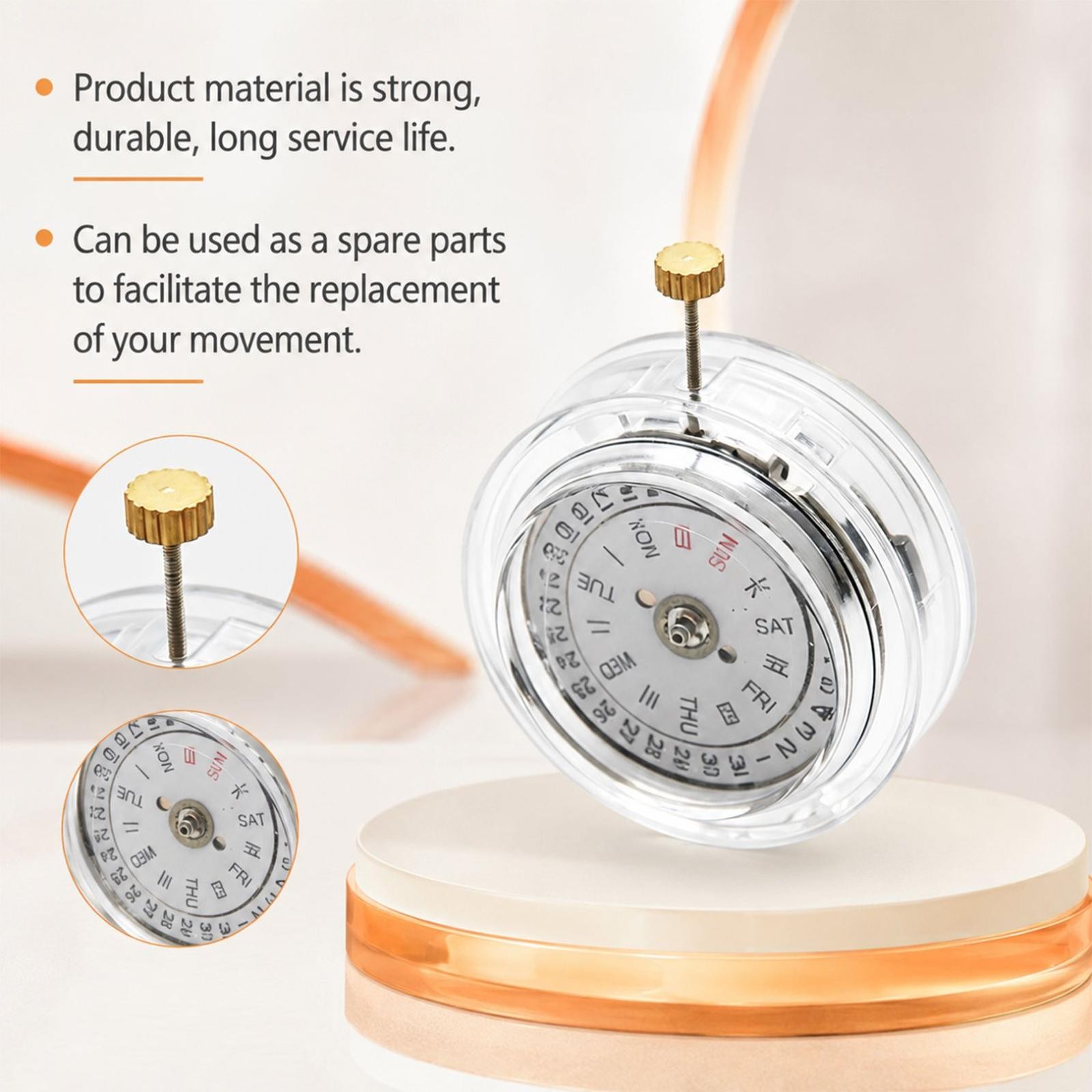 25mm Dual Calendar At 3 Automatic Mechanical Watch Movement For Miyota 8205 8200