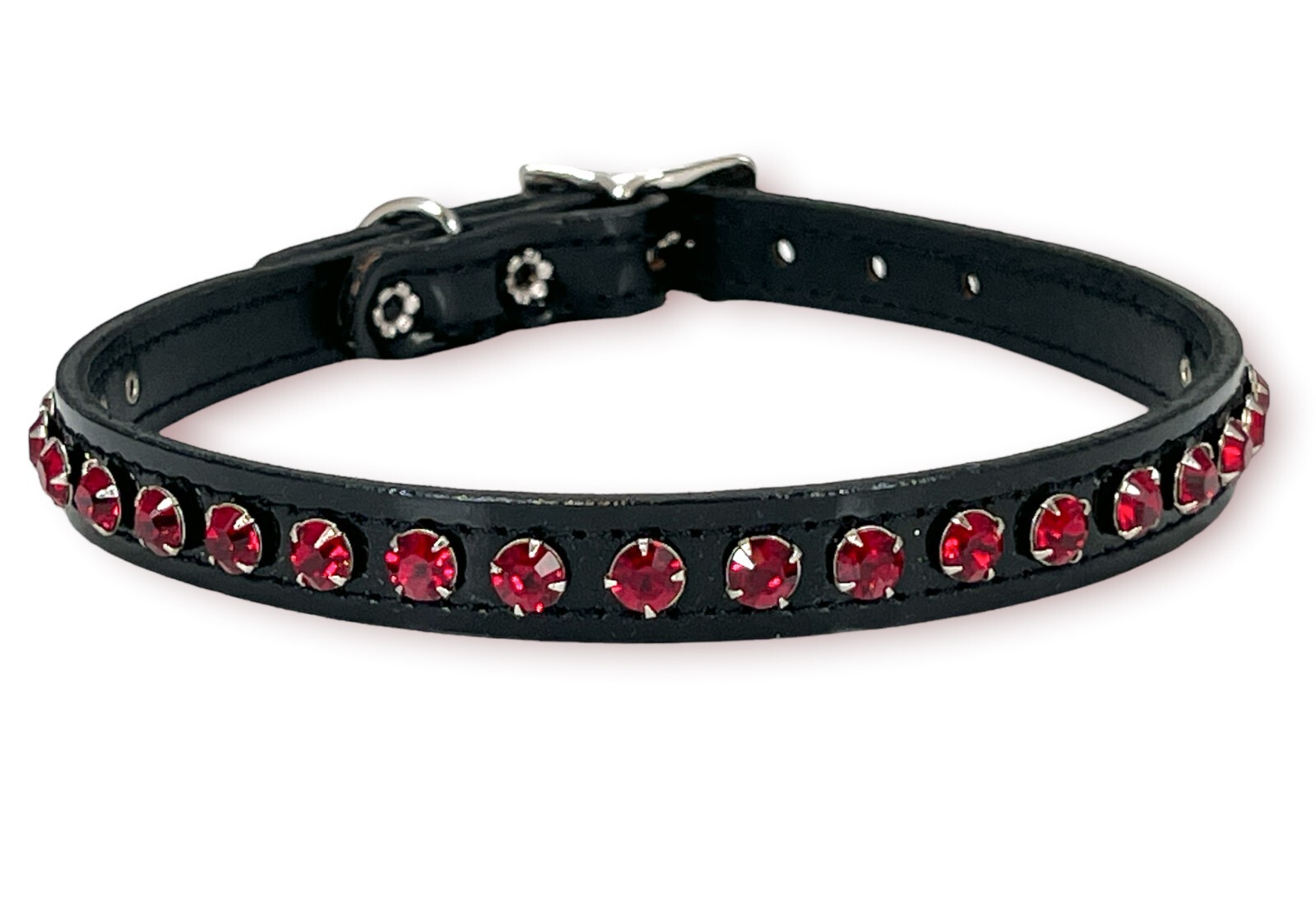 Gothic Red Rhinestone Patent Black Choker Punk Goth Fetish Collar Dance wear