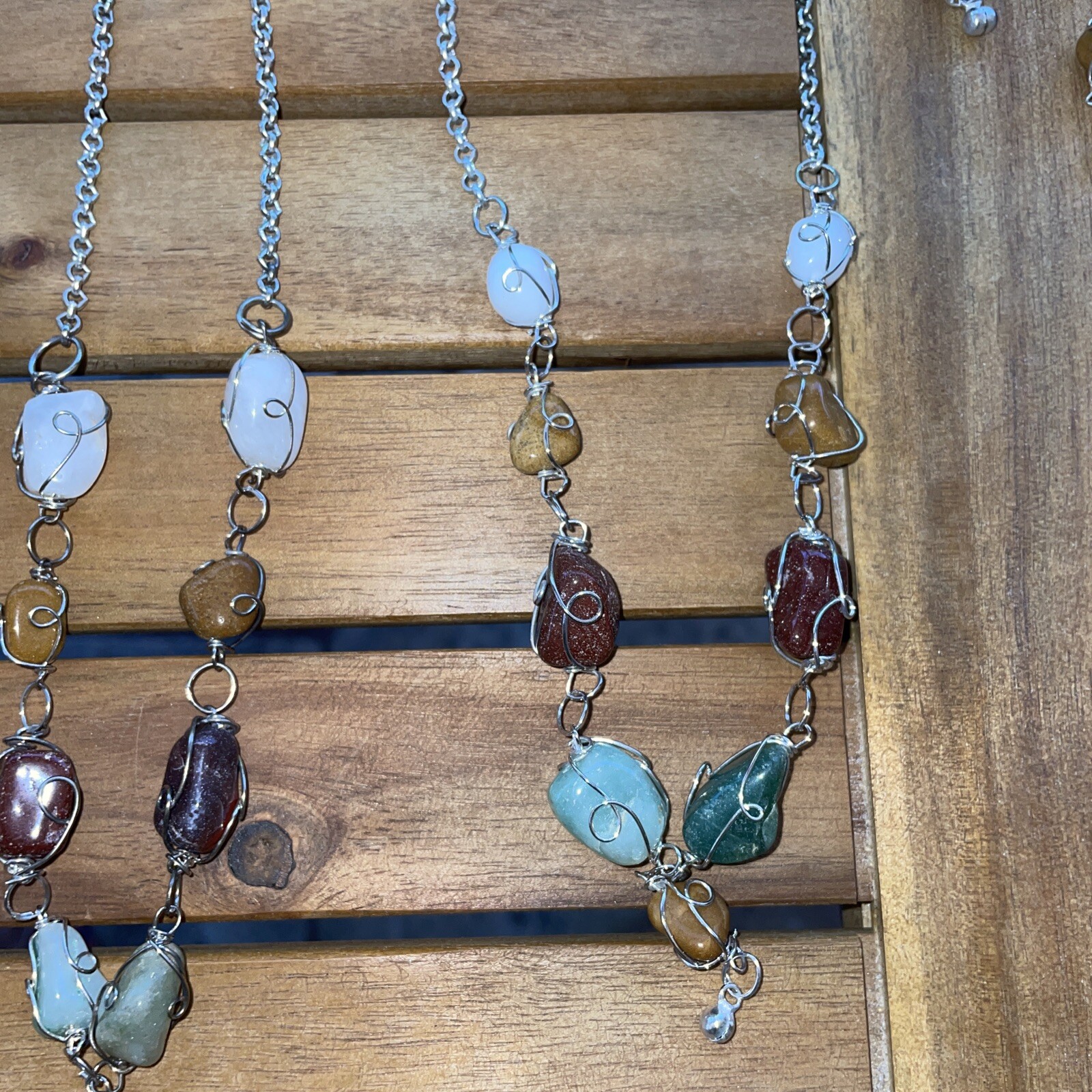 22 WHOLESALE NECKLACE INDIA ETHNIC BOHO AGATE SONES WITH EARRINGS 18”