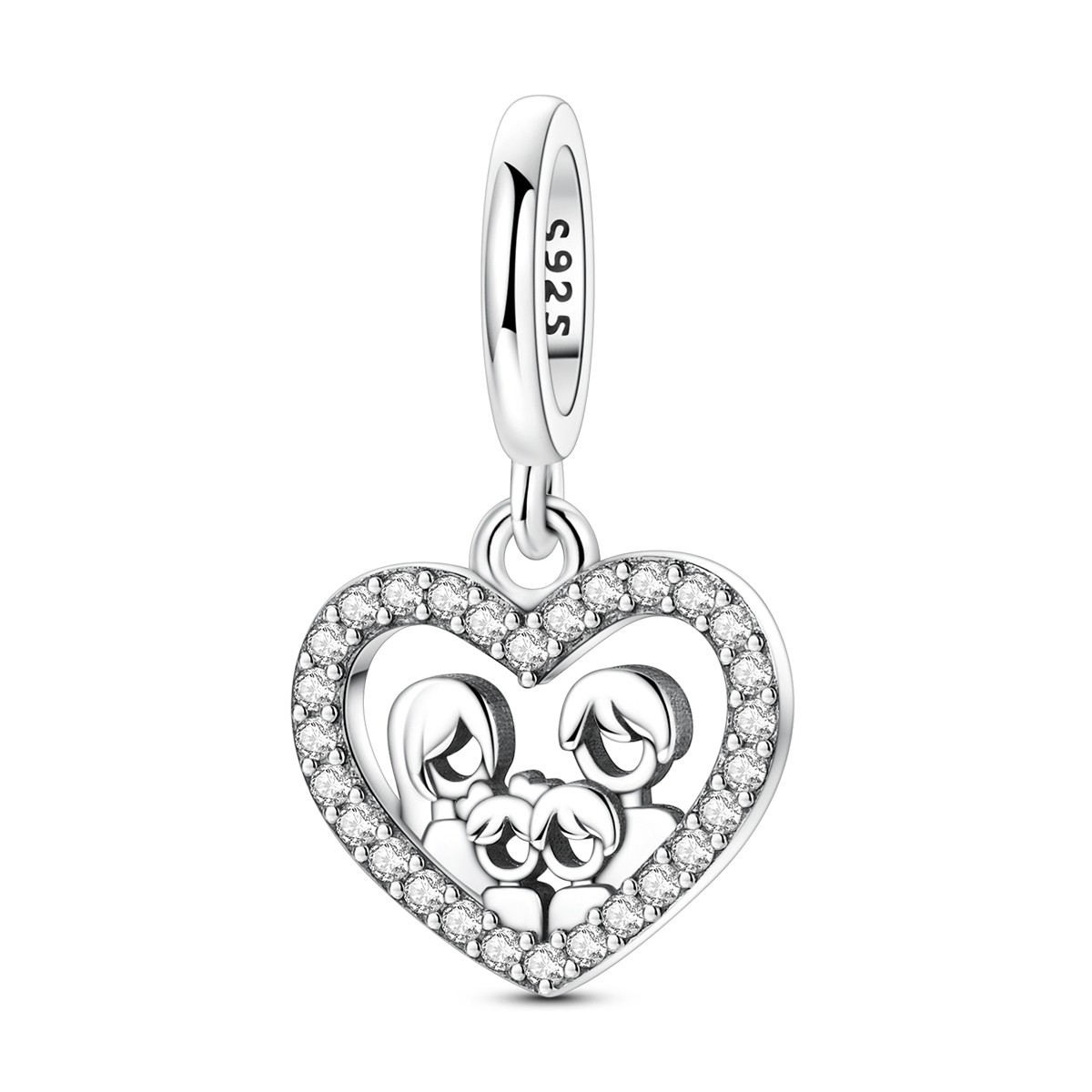 European Original 925 Sterling Silver DIY Charm Heart Pendant fit Women Bracelet