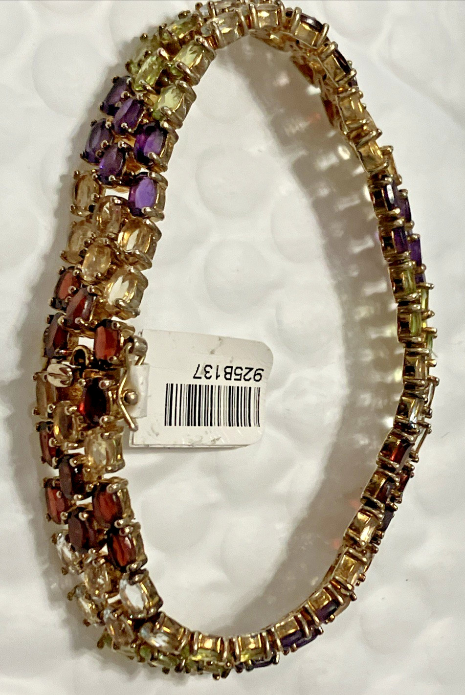 925 Sterling Silver Bct 25grams 11mm 7.2” Multi-Color Stones Gold-Tone PreOwned