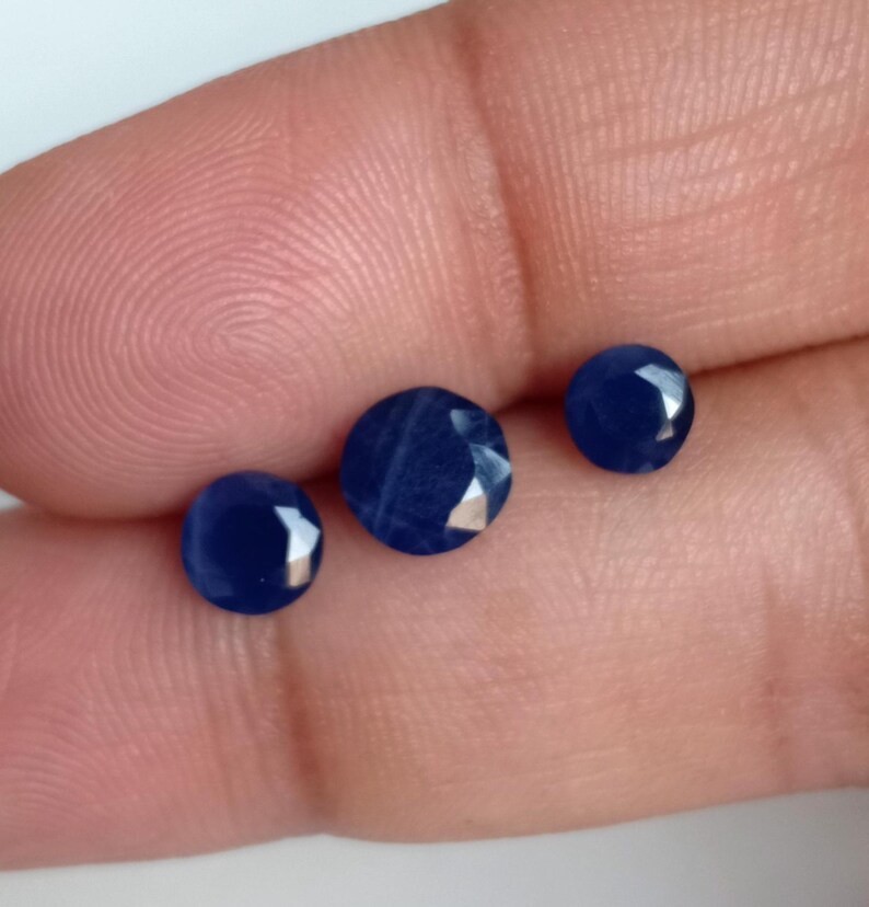 Certified Natural Blue Sapphire Round No Heat No Treat Loose Gemstone 3.47 Ct