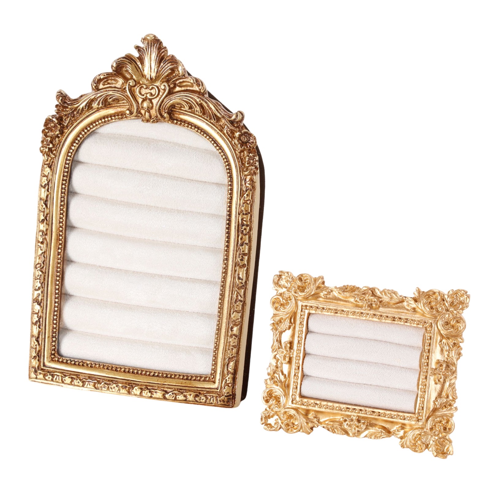 2Pcs Gold Resin Vintage Ring Holder Frame Style Photograph Prop for Women Gift