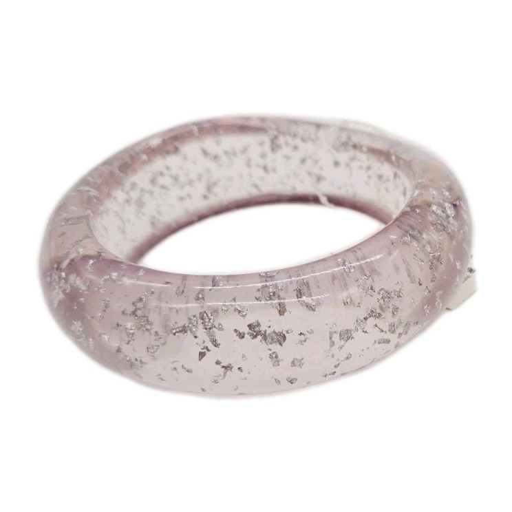 Lucite BANGLE Bracelet Fat Slip ON Runway Very light Purple Confetti Vintage