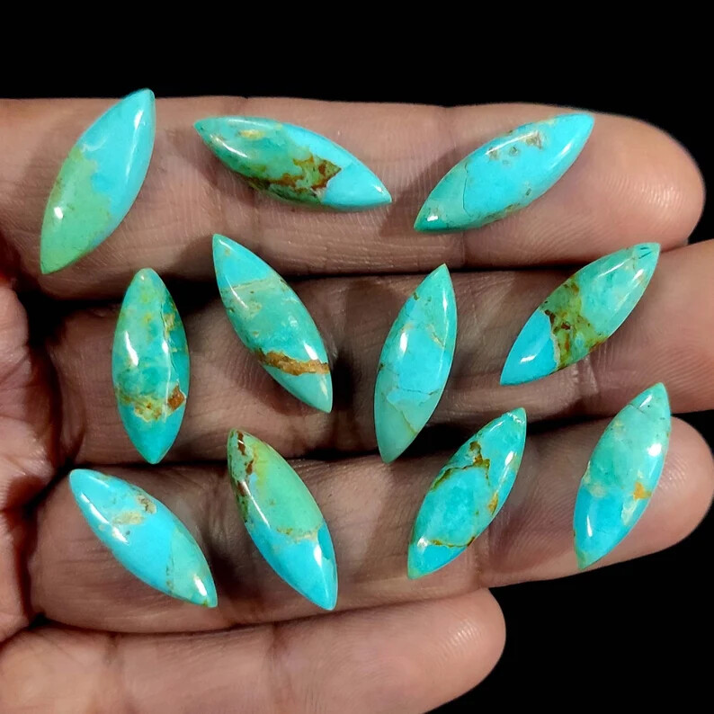 [WHOLESALE] BLUE MOHAVE TURQUOISE CABOCHON MARQUISE SHAPE LOOSE GEMSTONE