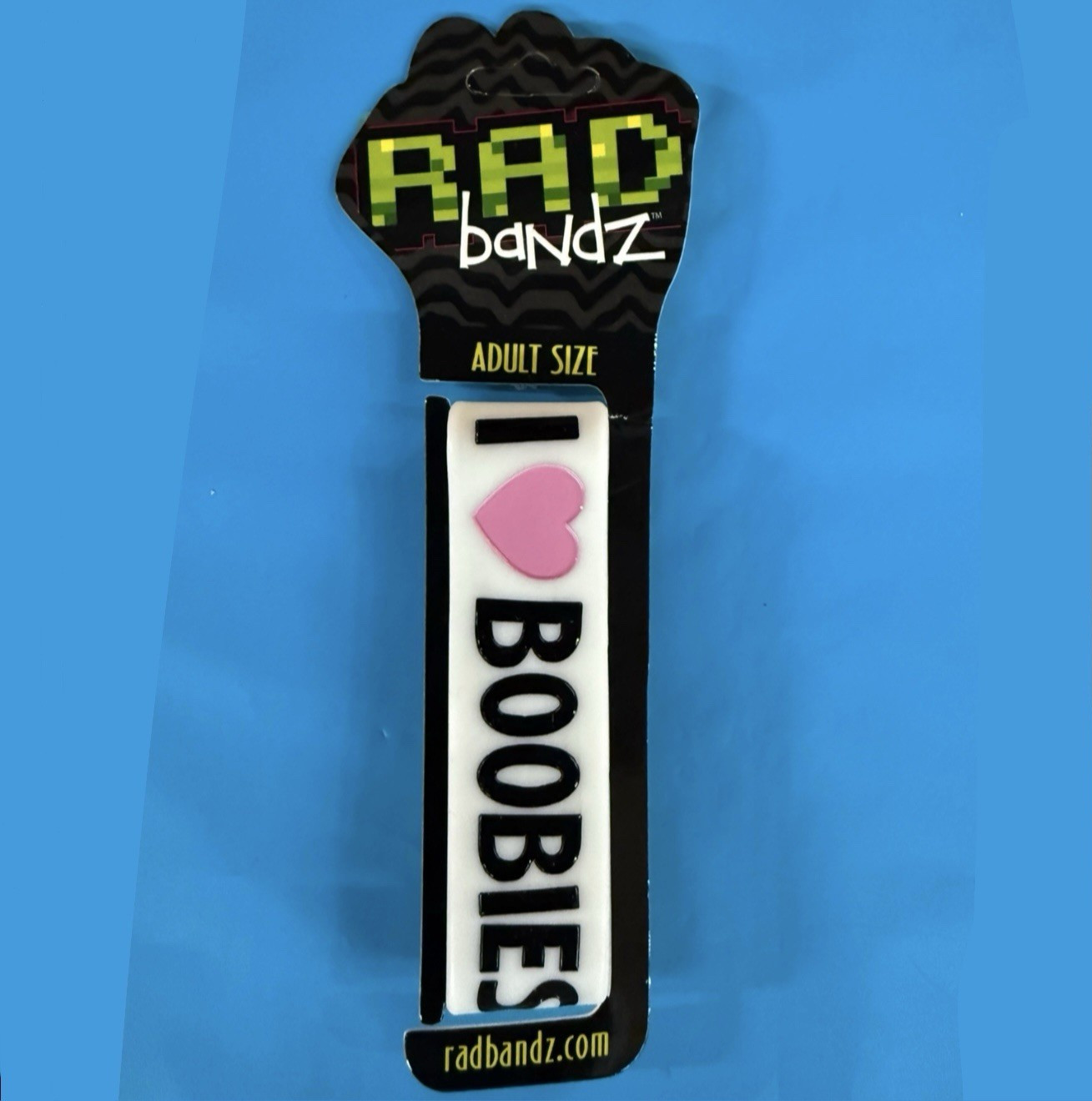 Radbandz I Love Boobies I Heart Boobies Silicone Bracelet Adult Size NEW