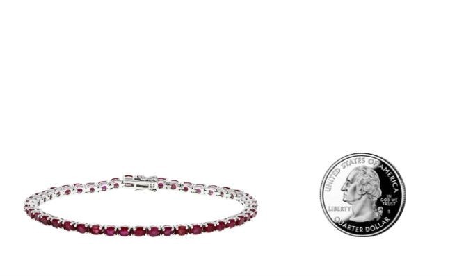 Red Mahaleo® Ruby Rhodium / Sterling Silver 7.5″ Tennis Bracelet 10.00ctw NEW