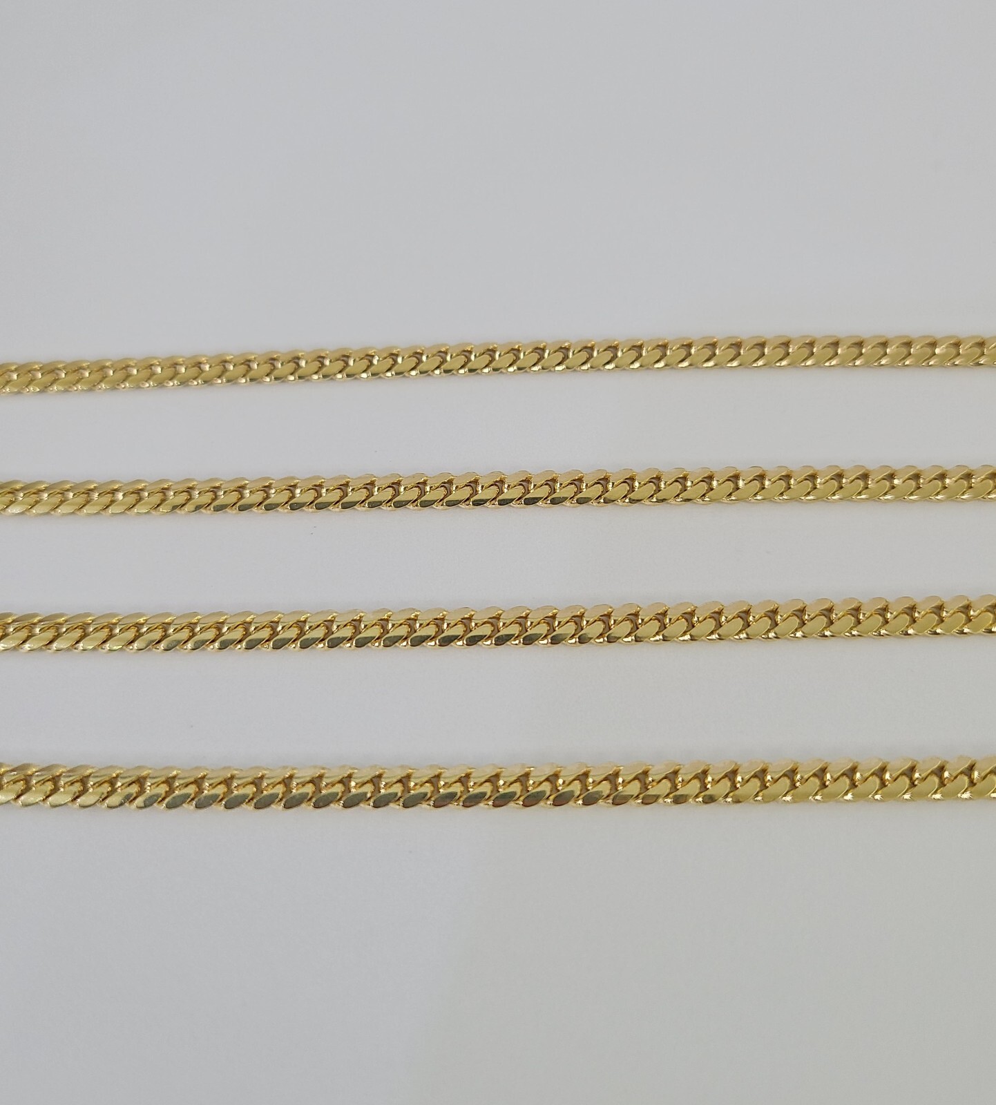18k Solid Miami Cuban Chain Yellow Gold 3mm 18″ 20″ 22″ 24″ Inches Necklace Real