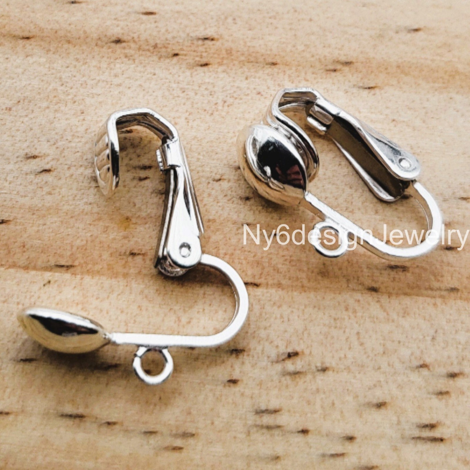 1 Pair Sterling Silver Clip-On Earring Findings – Non-Pierced Ear Clips for DIY