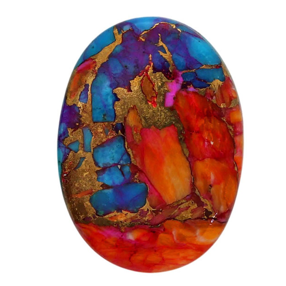 Kingman Orange Dahlia Turquoise 17.8×24.3×4.2 mm Oval Gemstone LS78-06886