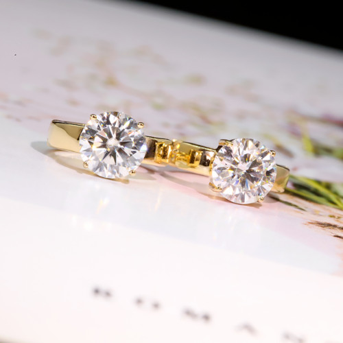 4Ct Round Cut Lab Created Diamond Earrings Women’s 14K Yellow Gold Plated Silver