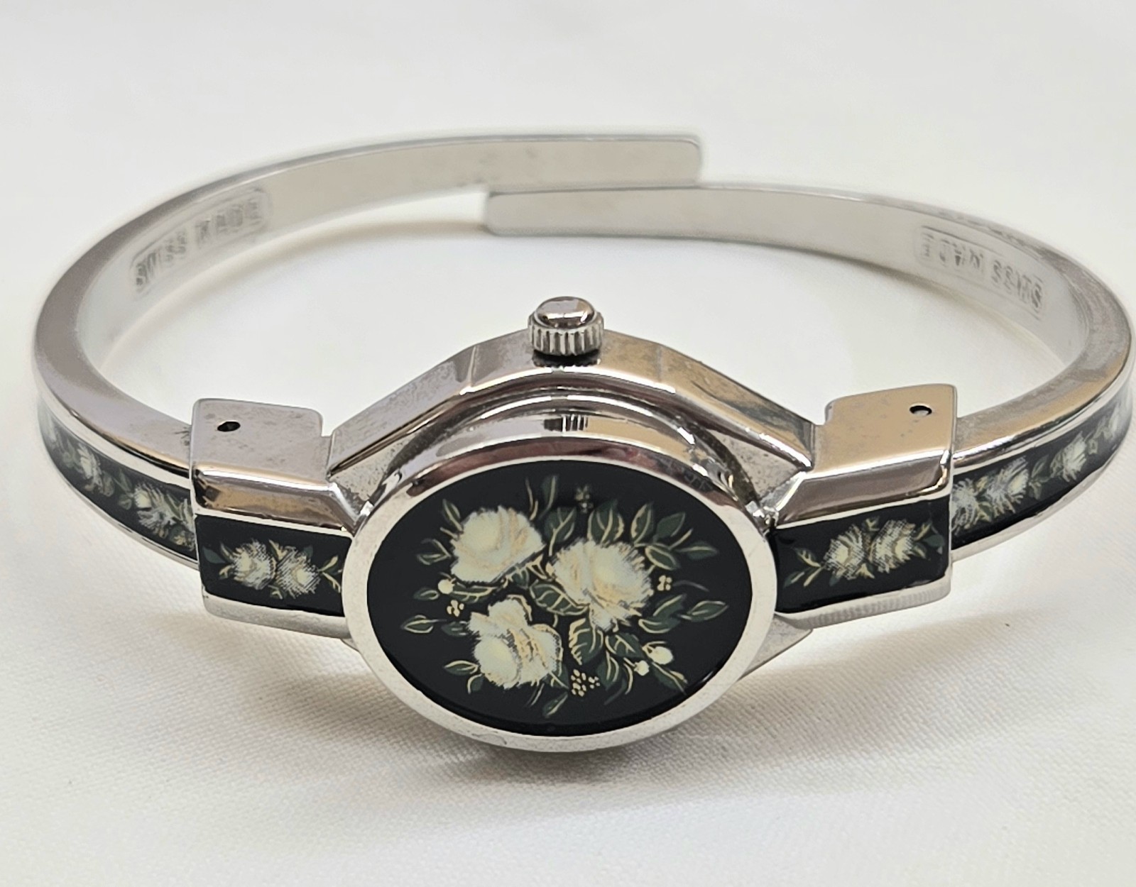 Vintage Andre Mouche Peek-a-boo Floral Swiss Made Ladies Watch New Battery!