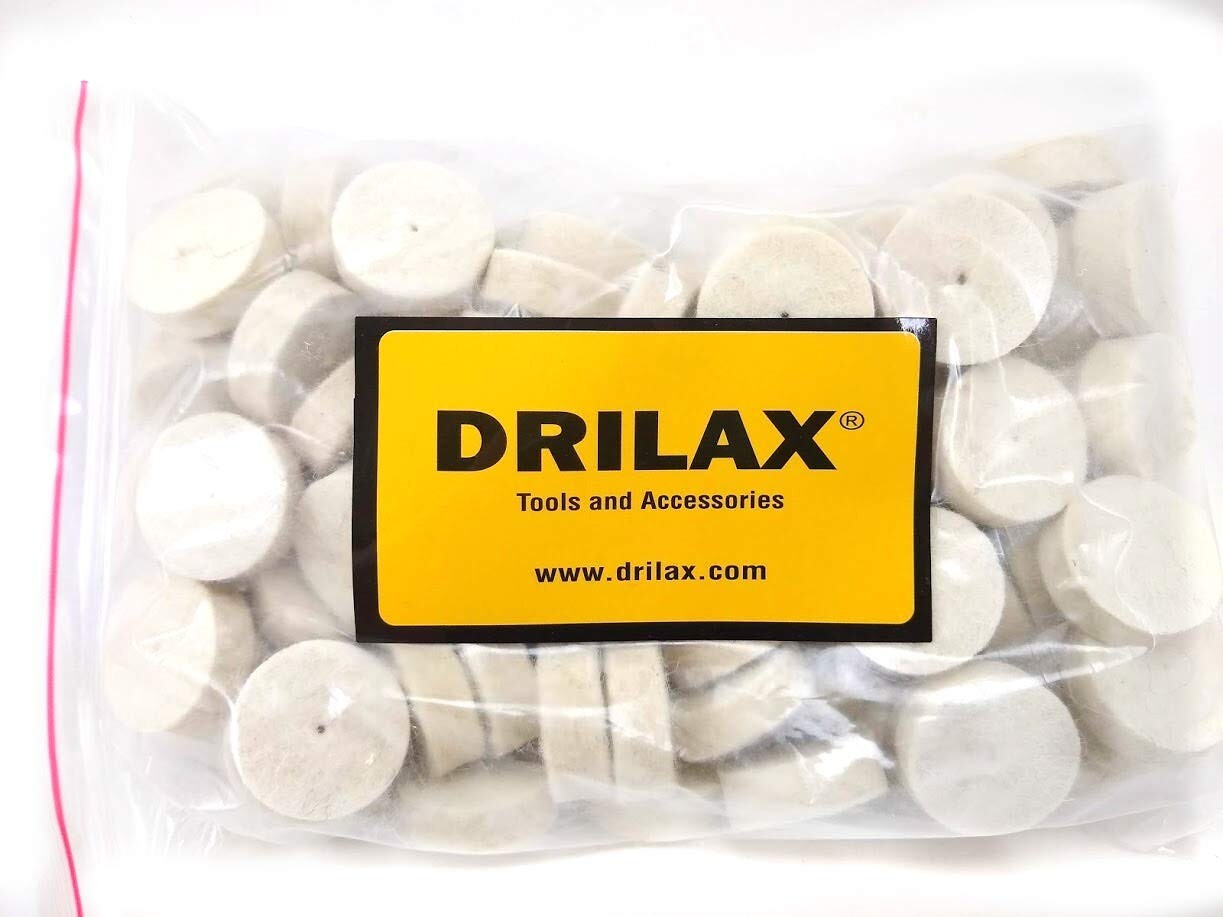 DRILAX 100 Pcs Wool Felt Buffing Polishing Wheels Compatible with Dremel 1 inch