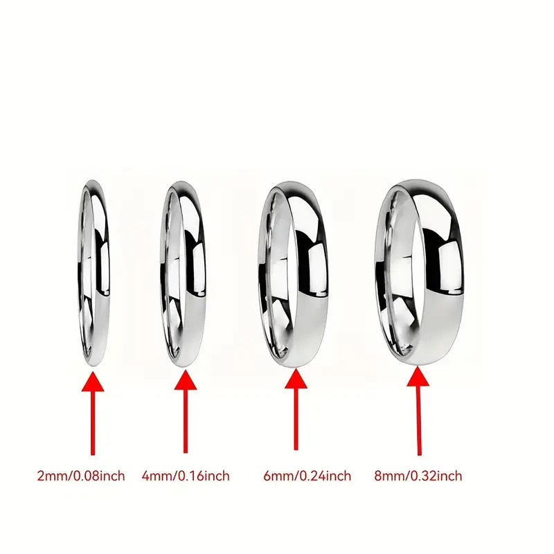 Tungsten Carbide Silver Polished Plain Wedding Band Ring 2mm 3mm 4mm 6mm 8mm 10m