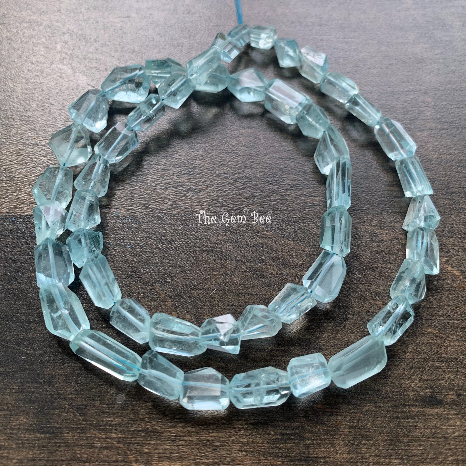 Icy Blue Aquamarine Faceted Freeform Nugget Bead 16 inch strand