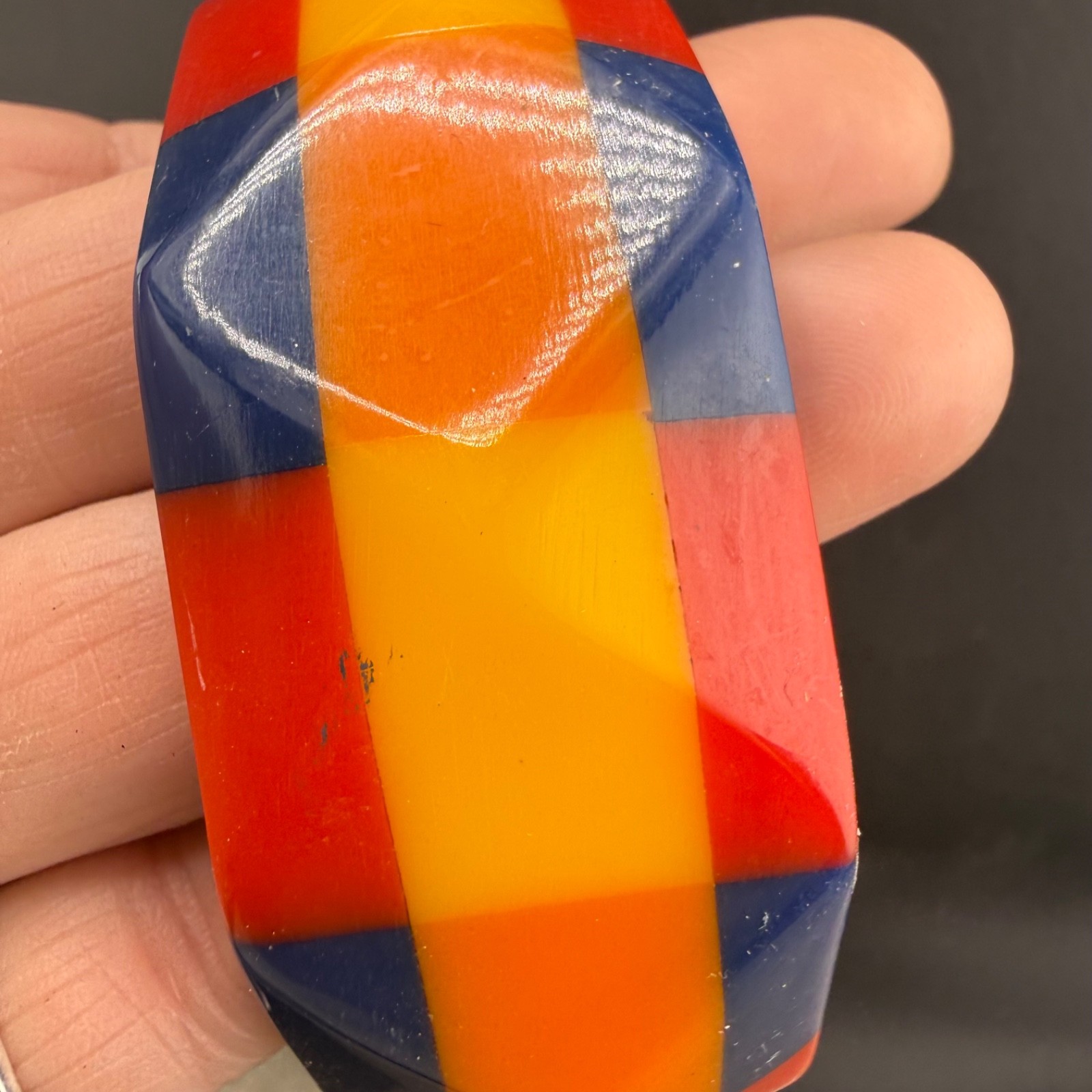 Vintage Retro Bangle Bracelet Unique Checker Pattern Pride 9”