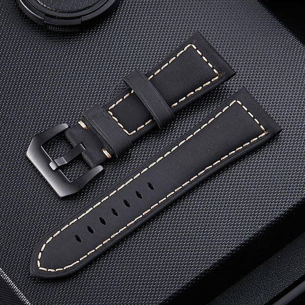 High Quality Brushed Genuine Leather Watch Bands Mens Rugged Strap 20/22/24/26mm