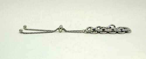 Sterling Silver 7.6 mm Cable Bracelet 9″ Adjustable Slide, Italy Quality Marked