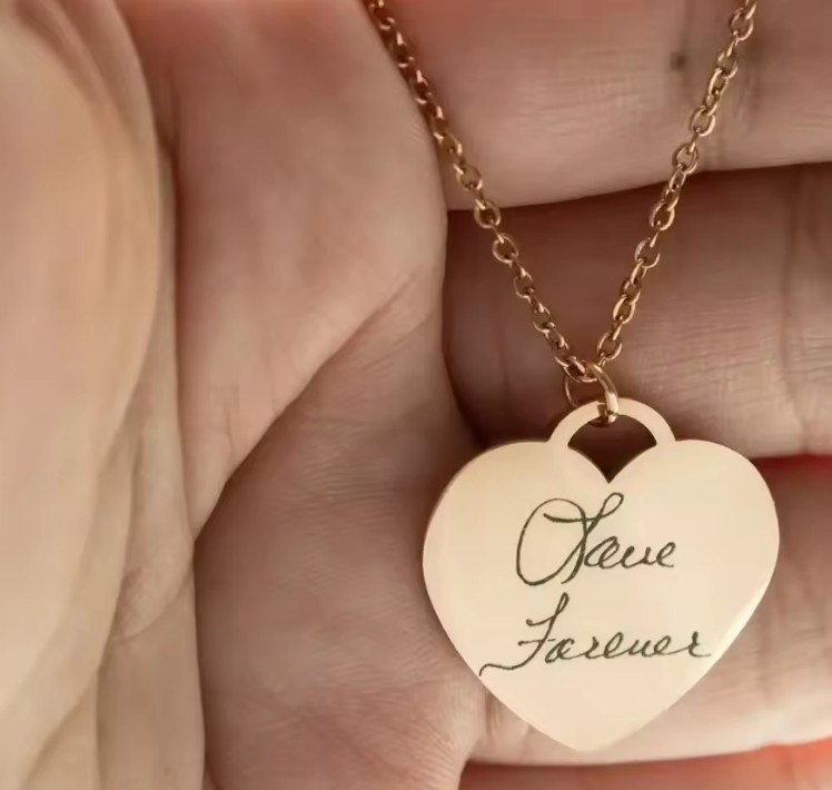 Engraved Heart Necklace: Personalized Stainless Steel Pendant with Free Chain