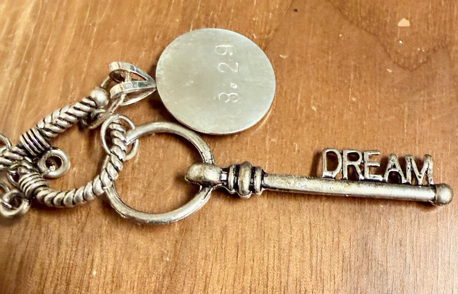 Foxy Design Hand Crafted Necklace Key With Dream Design And Circle Stamped 8.29
