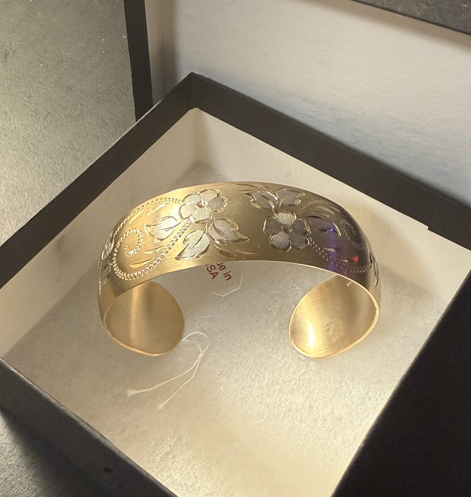 Essentials Yellow 14K Gold-Filled Hand Engraved Cuff Bracelet