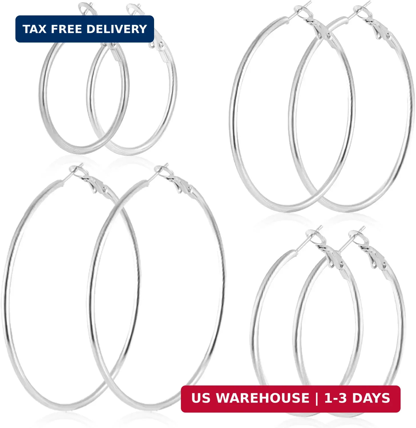 4 Pairs Stainless Steel Hoop Earrings Set for Women Hypoallergenic | Hypoallerge