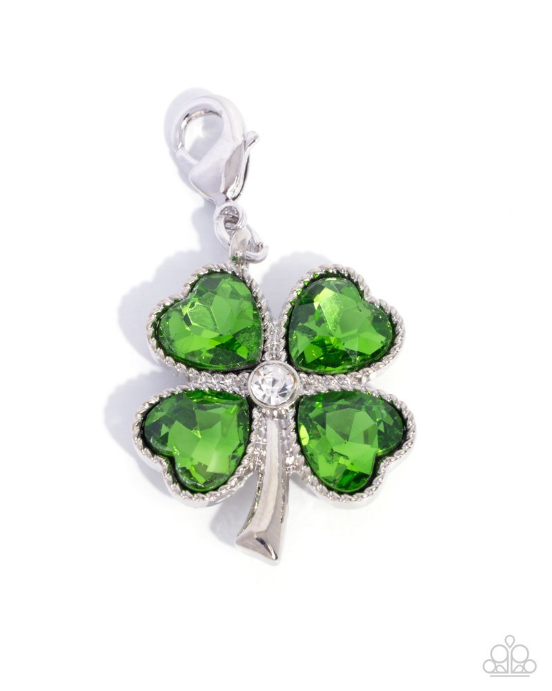 Paparazzi Lucky Luminescence – Green – Rhodium Dip – Gems -Rhinestones – Cachet