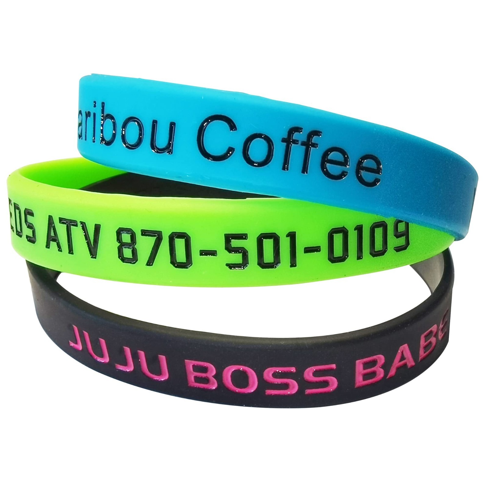 7Pcs Personalize Rubber Bracelet Custom Silicone Wristbands Engraved