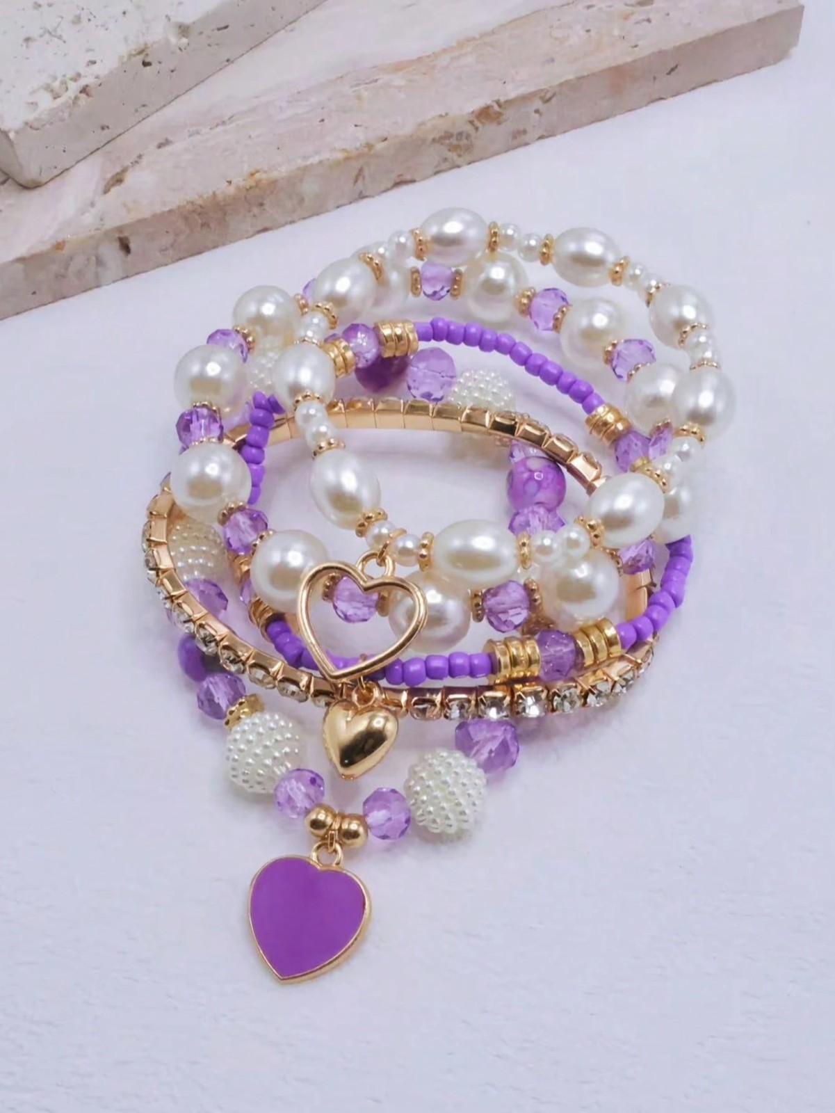 5 PCS Bohemian Stackable Beaded Bracelets Set for Women Girl Multicolor Stretch