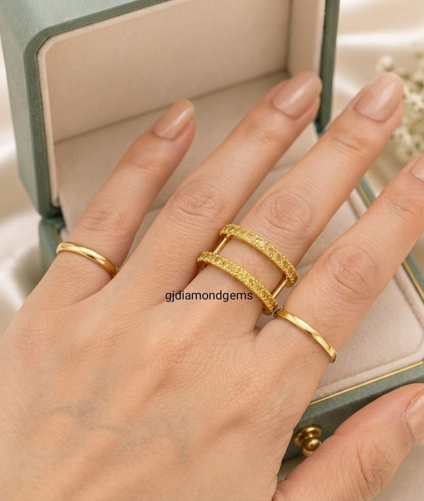 2ct Simulated Yellow Citrine Smart Ring 925 Silver Enhancer Ge3 & 4 Oura Ring