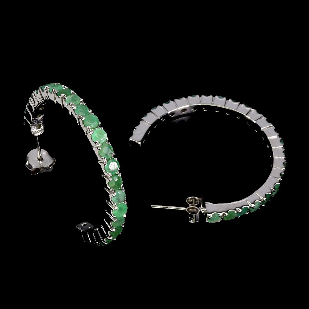 925 Sterling Silver Earrings Round Emerald 3mm Natural Gemstone Jewelry