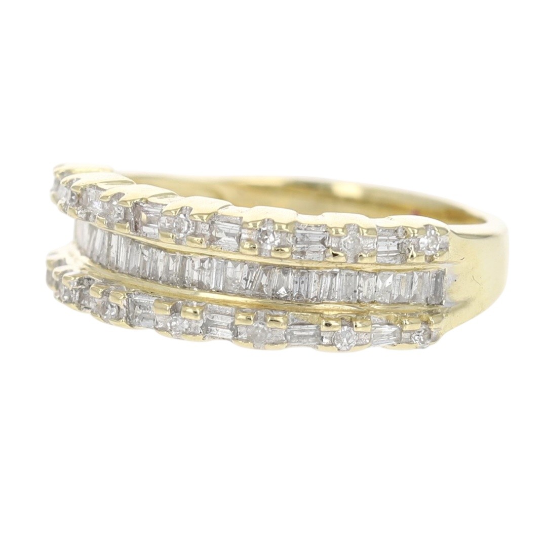 .50ctw Baguette and Round Cut Diamond Wedding Band Ring 10k Yellow Gold Size 7.5