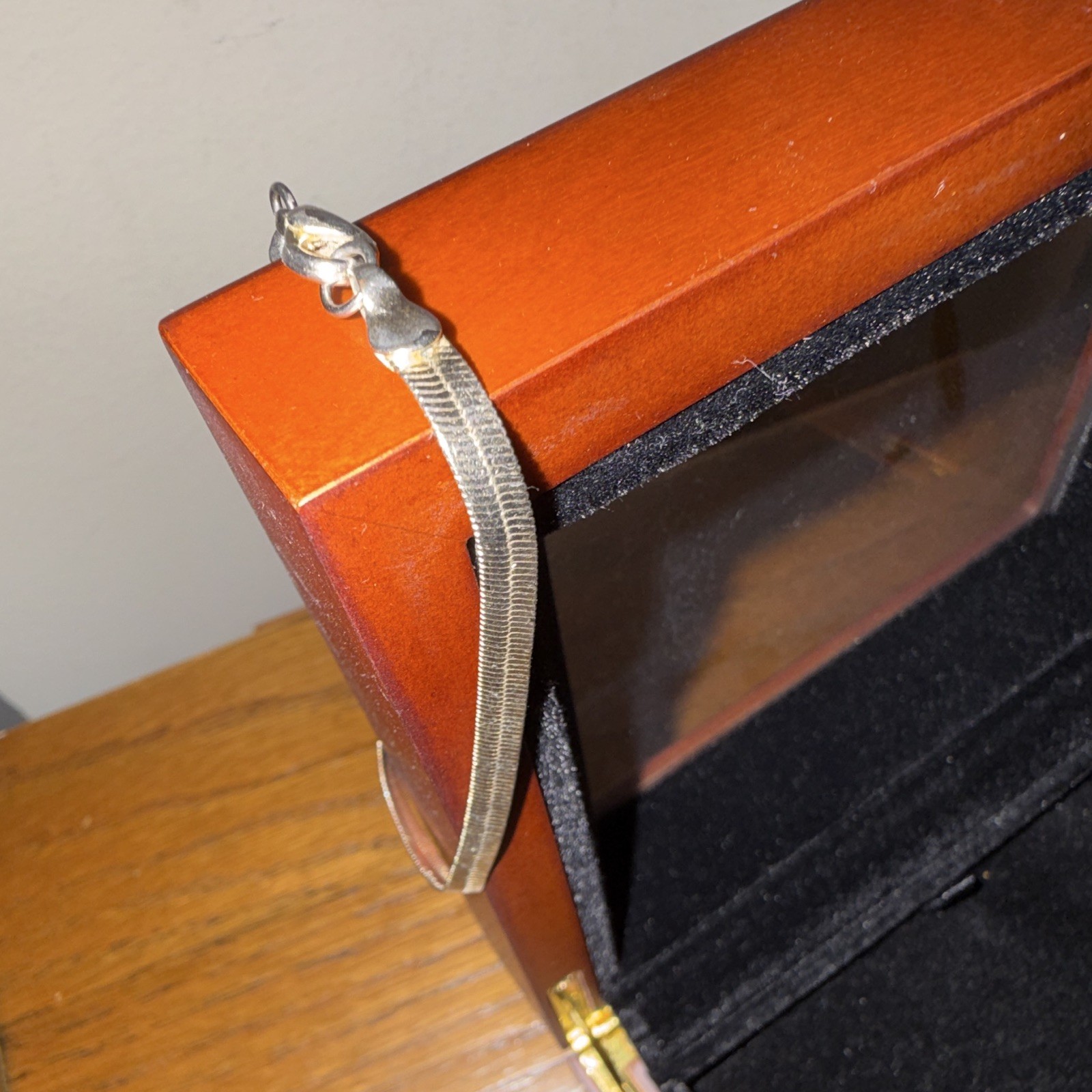 Vintage 925 Sterling Silver Flat Herringbone Chain Bracelet