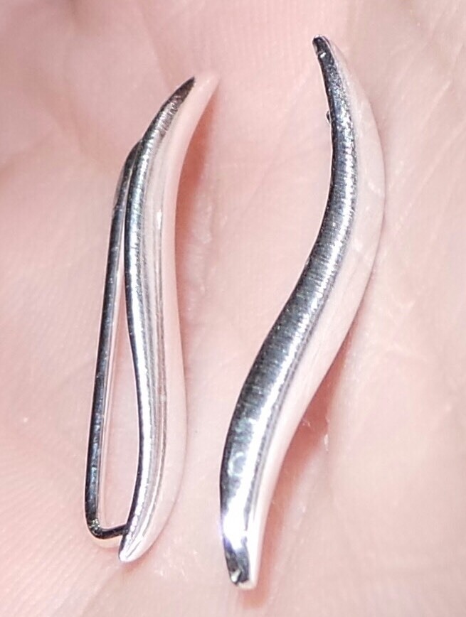 SOLID 925 Sterling Silver 0.65g Crawler Climber Wave Cuff Sweep Earpin Earrings