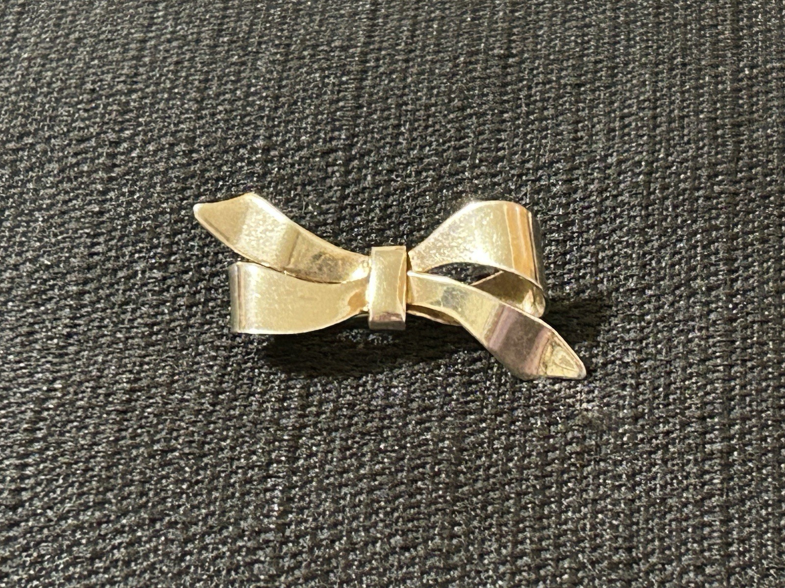 Vintage Very Light Gold Tone Over 925 Sterling Silver Bow Brooch Signed STERLING