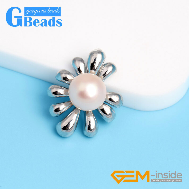 White Gold Plated Tree Shape Freshwater Pearl Beaded Pendant Necklace 10-11mm