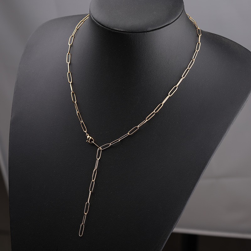Waterproof Gold Plated Stainless Steel 20Inch Paperclip Chain Necklace SSF80-G