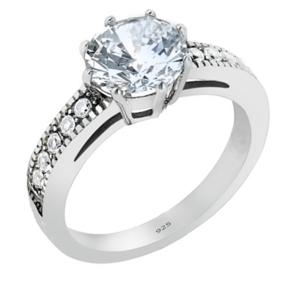 Women’s 925 Sterling Silver 1.90 Ct Round AAA CZ Engagement Ring Size 5-10