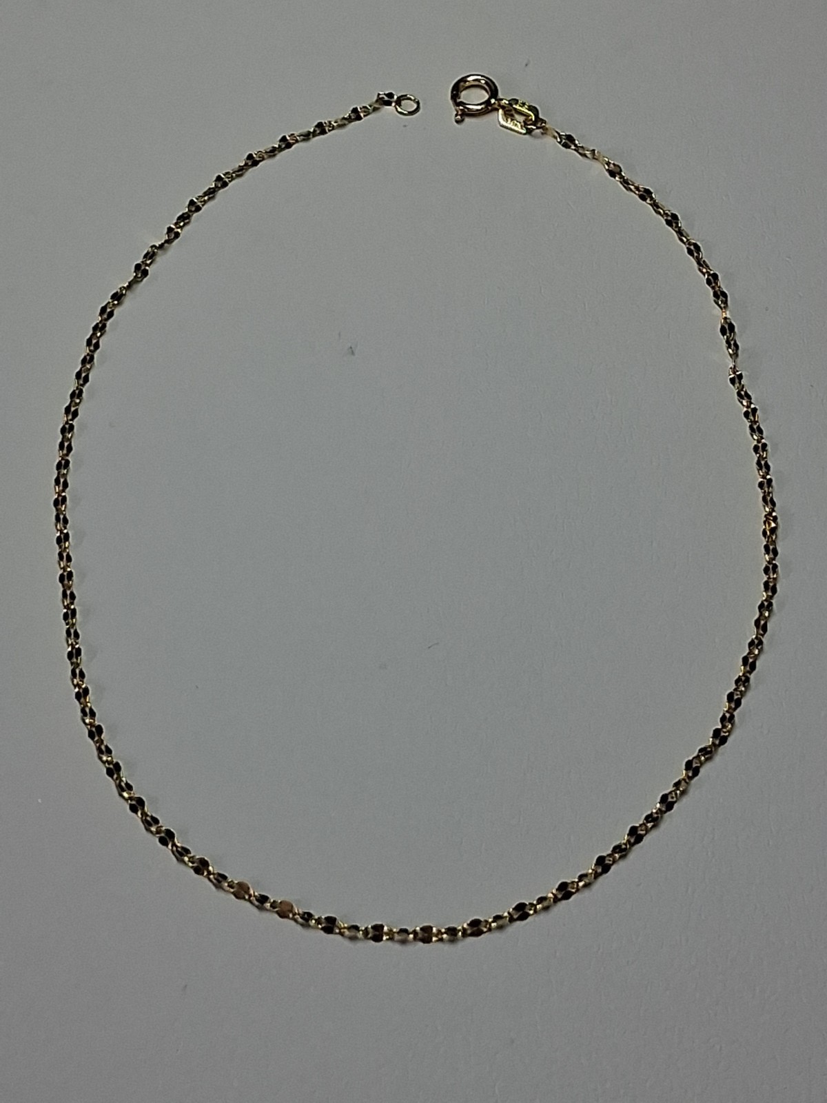 10k Gold Mirror Link 10″ Anklet 1.3mm, .4gr