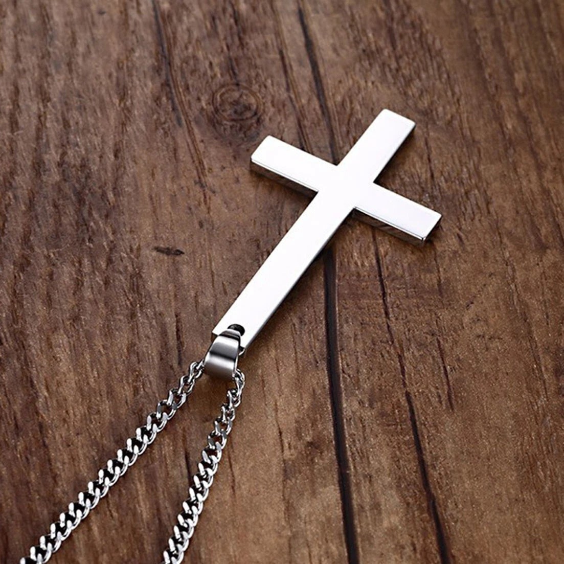 Silver Saint Peter’s Cross Necklace Inverted Stainless Steel Pendant Punk Goth
