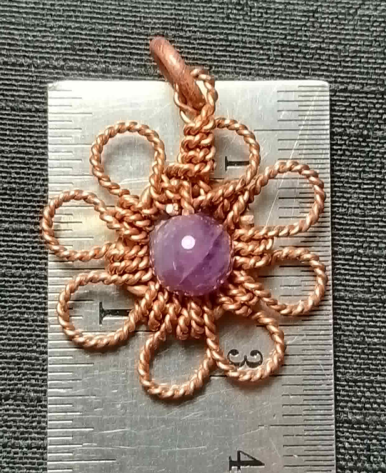 Flower Copper Pendant Daisy Mandala Amethyst Energy Lucky Jewelry #PM8