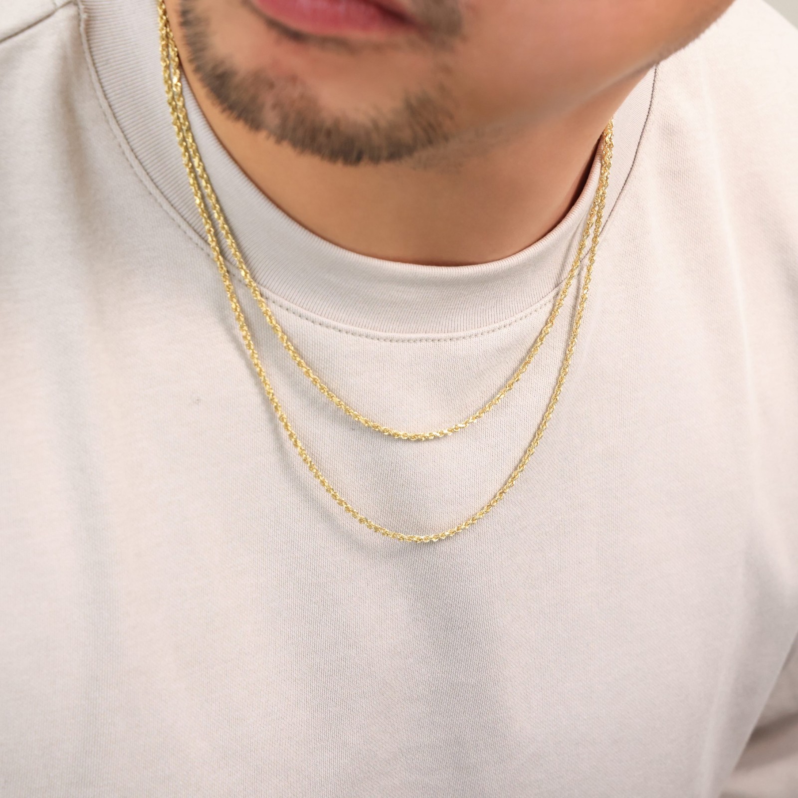 14K Yellow Gold Solid 1.8mm Diamond Cut Rope Link Chain Pendant Necklace 16″-30″