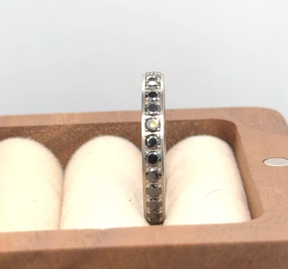 Black CZ Inlay Pretty Ring Silver Titanium Engagement Ring Couple Ring Gifts